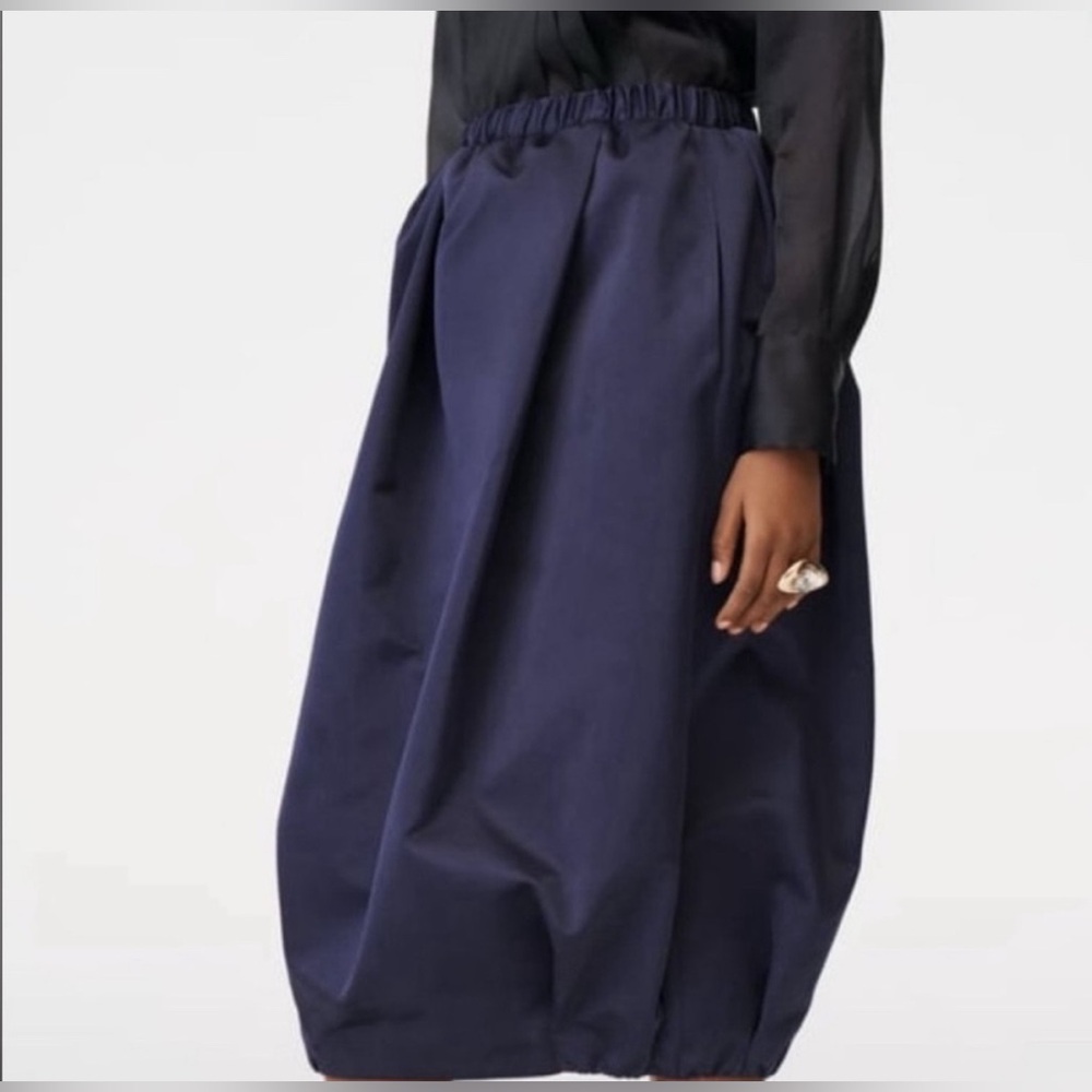 Zara collection taffeta voluminous midi blue skirt limited edition sz.S - Picture 2 of 10